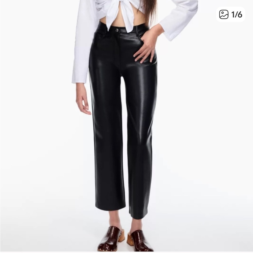 Aritzia Black Faux Leather Trousers